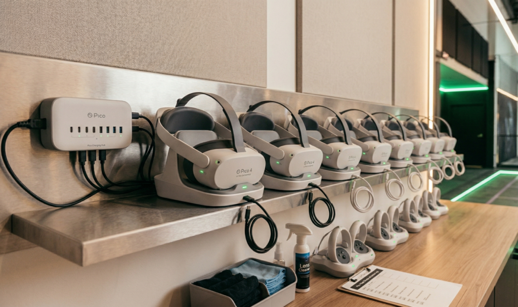 Training staff to navigate individual headsets produces knowledge that is device-specific, update-dependent, and tied to whoever learned it. When firmware updates change a menu, the training becomes outdated. When the person who learned it leaves, the training goes with them.