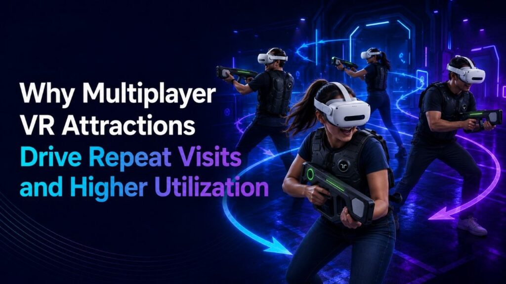 Multiplayer VR players in a commercial VR arcade attraction
