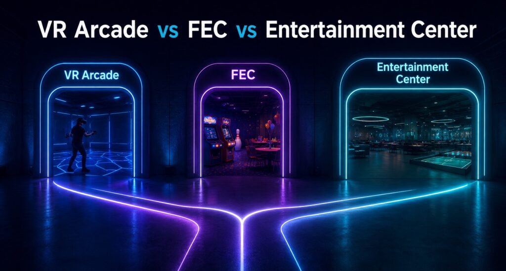 What is difference from VR arcade vs FEC vs Entertainment centre